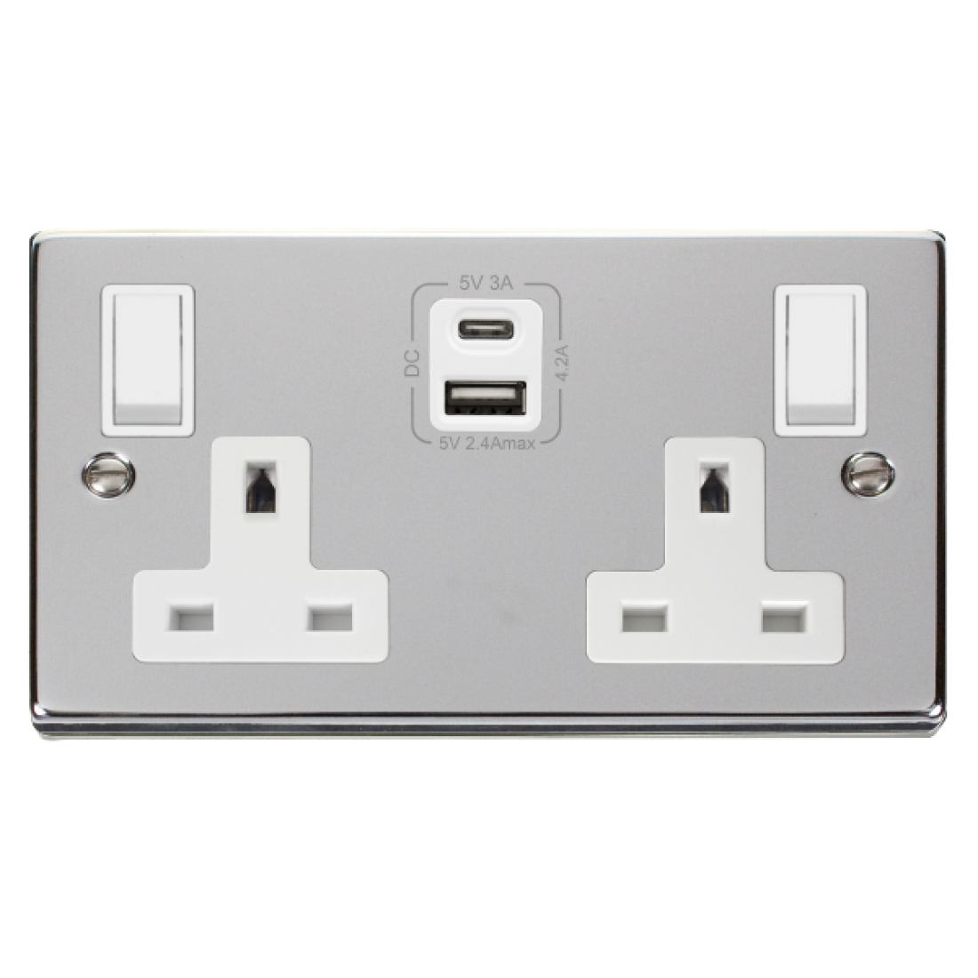 Scolmore Click Deco VPCH785WH 13A 2 Gang Switched Socket Outlet With ...