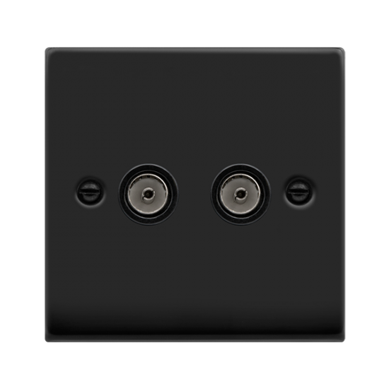 VPMB066BK Deco VP MATT BLACK 1 GANG TWIN CO- AXIAL