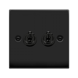 VPMB422 Deco VP MATT BLACK 10AX 2GANG 2WAY TOGGLE