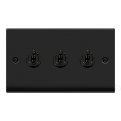 VPMB423 Deco VP MATT BLACK 10AX 3GANG 2WAY TOGGLE
