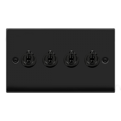 VPMB424 Deco VP MATT BLACK 10AX 4GANG 2WAY TOGGLE