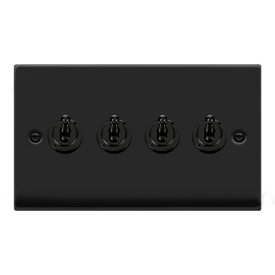 VPMB424 Deco VP MATT BLACK 10AX 4GANG 2WAY TOGGLE