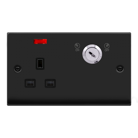 VPMB655BK Deco 13A 1G DP LOCKABLE SKT W NEON DECO