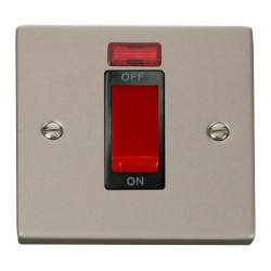 VPPN201BK Deco 1 Gang 45A DP Switch With Neon - Bl