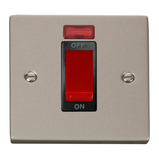 VPPN201BK Deco 1 Gang 45A DP Switch With Neon - Bl