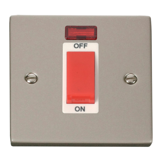 VPPN201WH Deco 1 Gang 45A DP Switch With Neon - Wh
