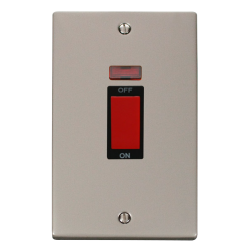 VPPN203BK Deco 2 Gang 45A DP Switch With Neon - Bl