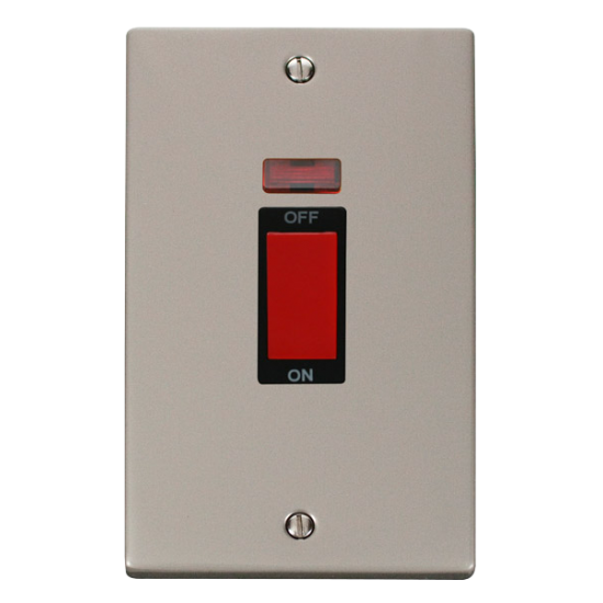 VPPN203BK Deco 2 Gang 45A DP Switch With Neon - Bl