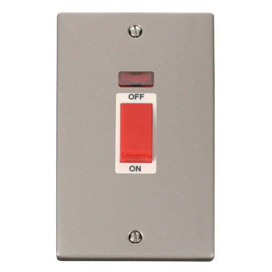 VPPN203WH Deco 2 Gang 45A DP Switch With Neon - Wh