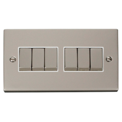 VPPN416WH Deco 6 Gang 2 Way 'Ingot' 10AX Switch -