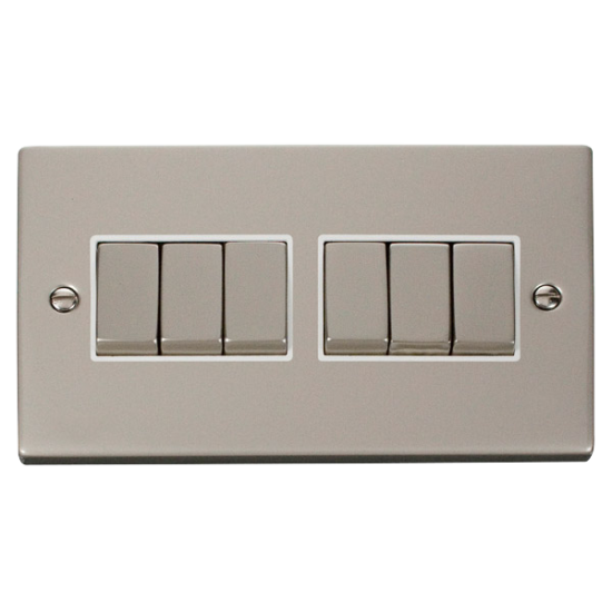 VPPN416WH Deco 6 Gang 2 Way 'Ingot' 10AX Switch -