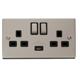 VPPN570BK Deco 13A 2G Ingot Switched Socket With 2