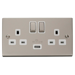 VPPN570WH Deco 13A 2G Ingot Switched Socket With 2