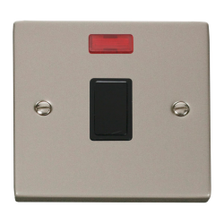 VPPN623BK Deco 20A 1 Gang DP Switch + Neon - Black