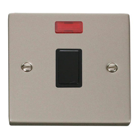 VPPN623BK Deco 20A 1 Gang DP Switch + Neon - Black
