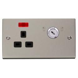 VPPN655BK Deco 13A 1G DP LOCKABLE SKT W NEON DECO