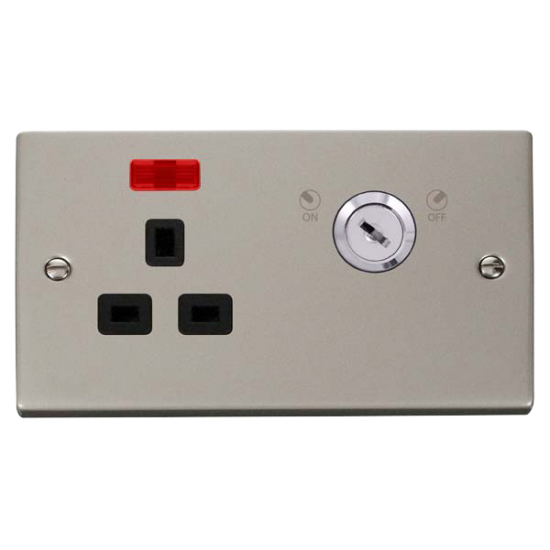VPPN655BK Deco 13A 1G DP LOCKABLE SKT W NEON DECO