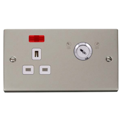 VPPN655WH Deco 13A 1G DP LOCKABLE SKT W NEON DECO