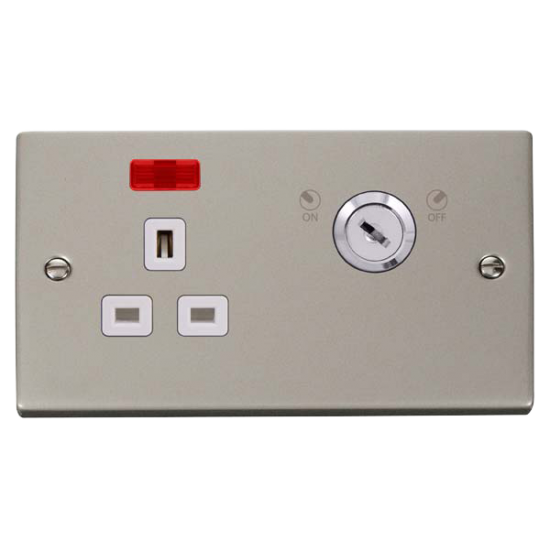 VPPN655WH Deco 13A 1G DP LOCKABLE SKT W NEON DECO