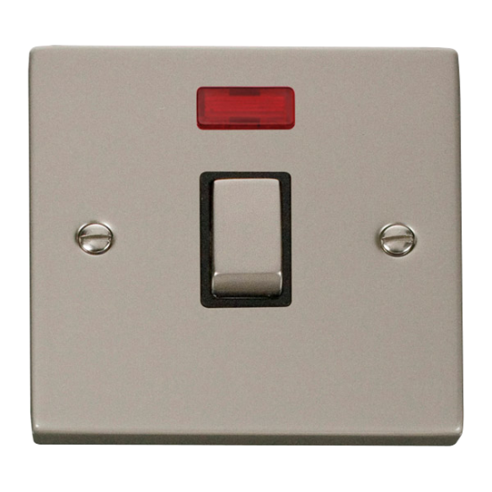 VPPN723BK Deco 20A 1 Gang DP 'Ingot' Switch + Neon