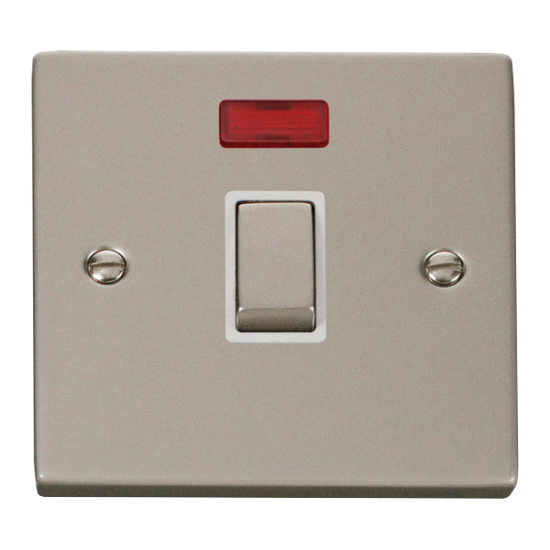 VPPN723WH Deco 20A 1 Gang DP 'Ingot' Switch + Neon