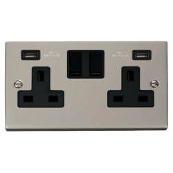 VPPN780BK Deco 13A 2 Gang Switched Socket With Twi