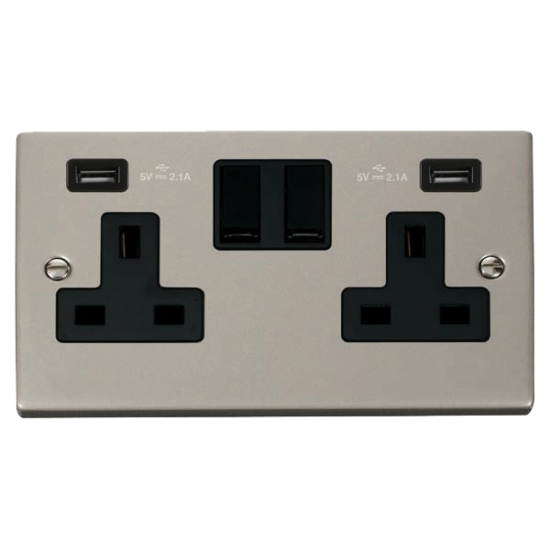 VPPN780BK Deco 13A 2 Gang Switched Socket With Twi