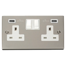 VPPN780WH Deco 13A 2 Gang Switched Socket With Twi