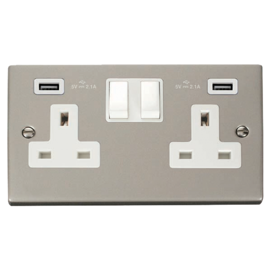 VPPN780WH Deco 13A 2 Gang Switched Socket With Twi
