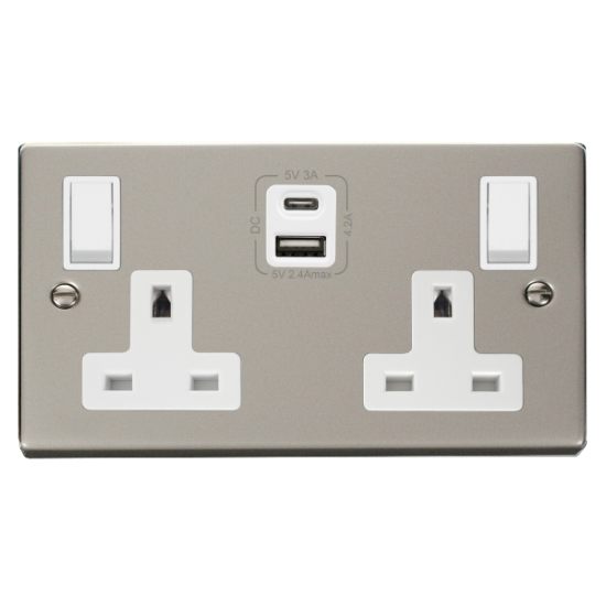 VPPN786WH Deco 2G 13A SW SKT 4.2A A&C USB VPPN WH