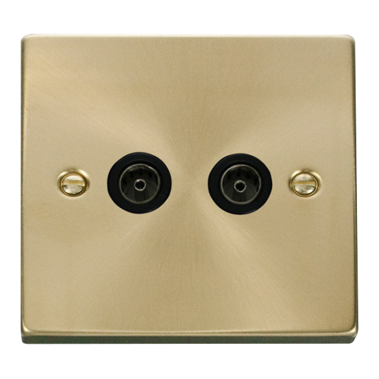 VPSB066BK Deco Twin Coaxial Socket Outlet - Black