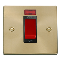 VPSB201BK Deco 1 Gang 45A DP Switch With Neon - Bl