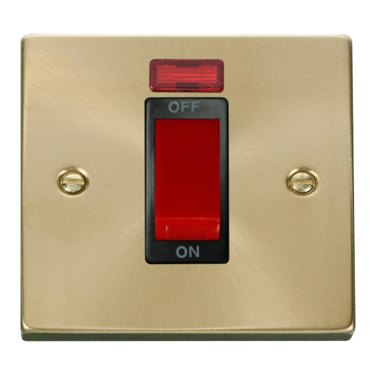 VPSB201BK Deco 1 Gang 45A DP Switch With Neon - Bl