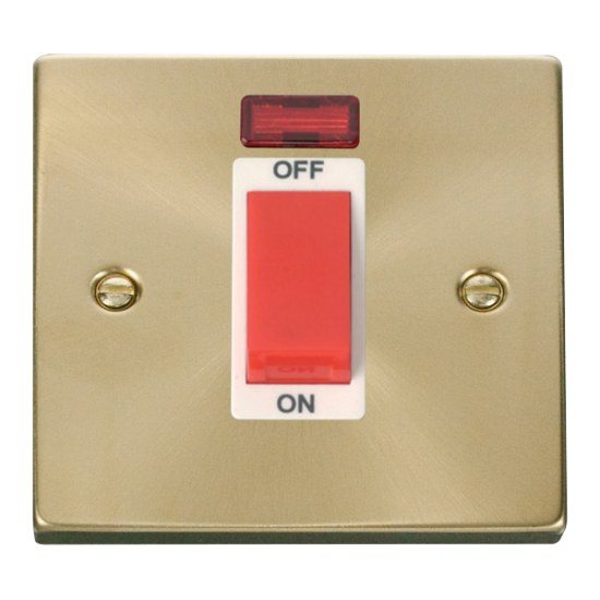 VPSB201WH Deco 1 Gang 45A DP Switch With Neon - Wh