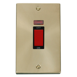 VPSB203BK Deco 2 Gang 45A DP Switch With Neon - Bl
