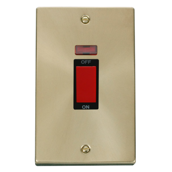 VPSB203BK Deco 2 Gang 45A DP Switch With Neon - Bl