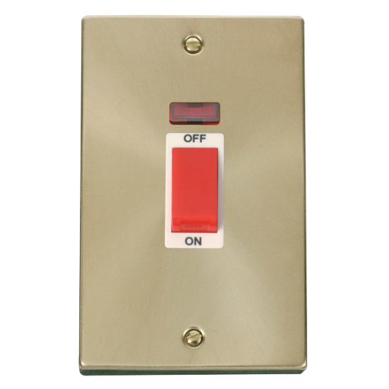 VPSB203WH Deco 2 Gang 45A DP Switch With Neon - Wh