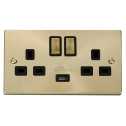 VPSB570BK Deco 13A 2G Ingot Switched Socket With 2