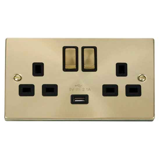 VPSB570BK Deco 13A 2G Ingot Switched Socket With 2