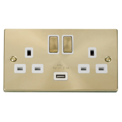 VPSB570WH Deco 13A 2G Ingot Switched Socket With 2