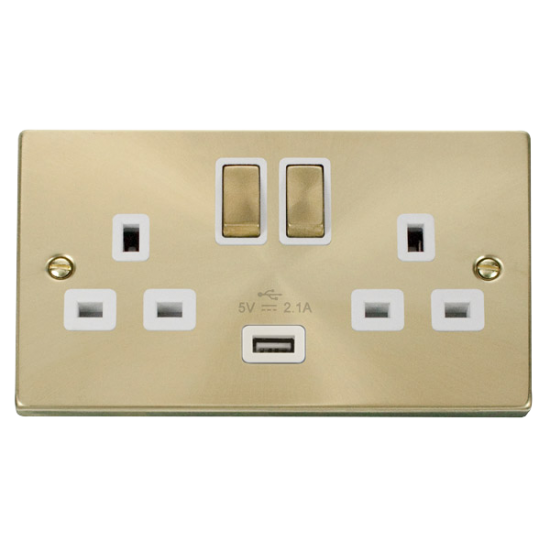 VPSB570WH Deco 13A 2G Ingot Switched Socket With 2