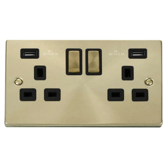 VPSB580BK Deco 13A Ingot 2 Gang Switched Sockets W