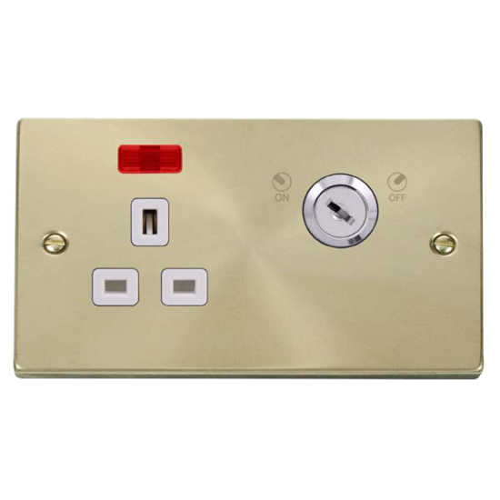 VPSB655WH Deco 13A 1G DP LOCKABLE SKT W NEON DECO