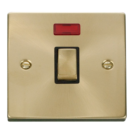 VPSB723BK Deco 20A 1 Gang DP 'Ingot' Switch + Neon