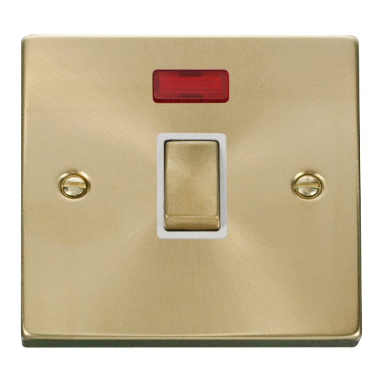 VPSB723WH Deco 20A 1 Gang DP 'Ingot' Switch + Neon