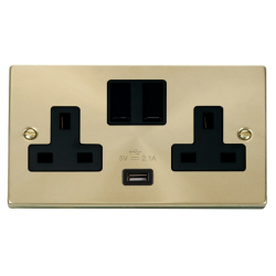 VPSB770BK Deco 13A 2G Switched Socket With 2.1A US