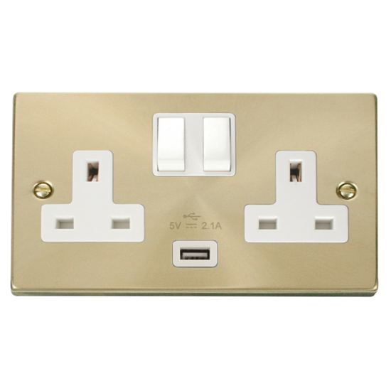 VPSB770WH Deco 13A 2G Switched Socket With 2.1A US