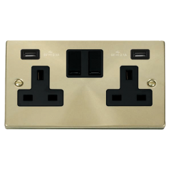 VPSB780BK Deco 13A 2 Gang Switched Socket With Twi