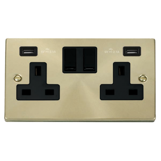 VPSB780BK Deco 13A 2 Gang Switched Socket With Twi
