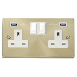 VPSB780WH Deco 13A 2 Gang Switched Socket With Twi